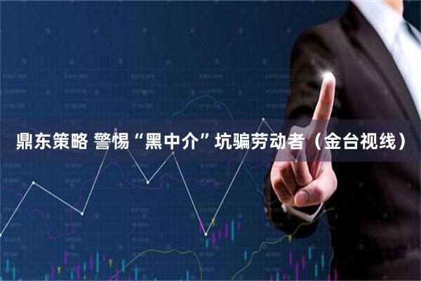 鼎东策略 警惕“黑中介”坑骗劳动者（金台视线）
